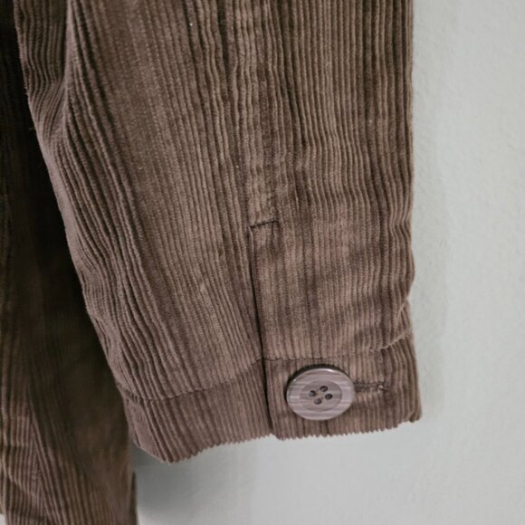 J Jill Coat Womens SM Green Corduroy Button Up Long Lined Jacket Chore Outdoor - Picture 7 of 10
